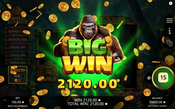 Wild Silverback – velik dobitek z nakopičenimi kovanci