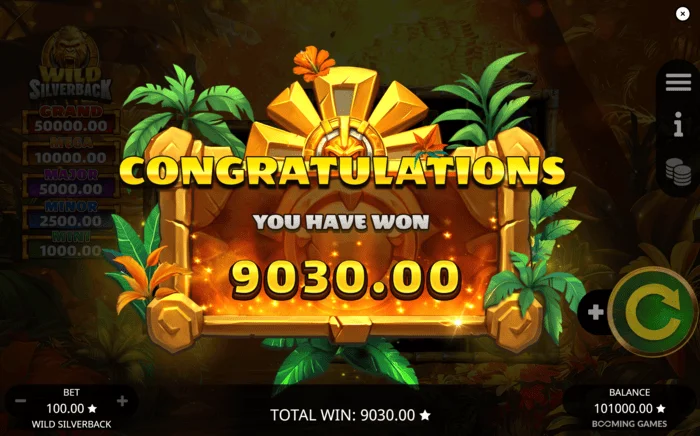 Wild Silverback – skupni znesek dobitka za krog Free Spins